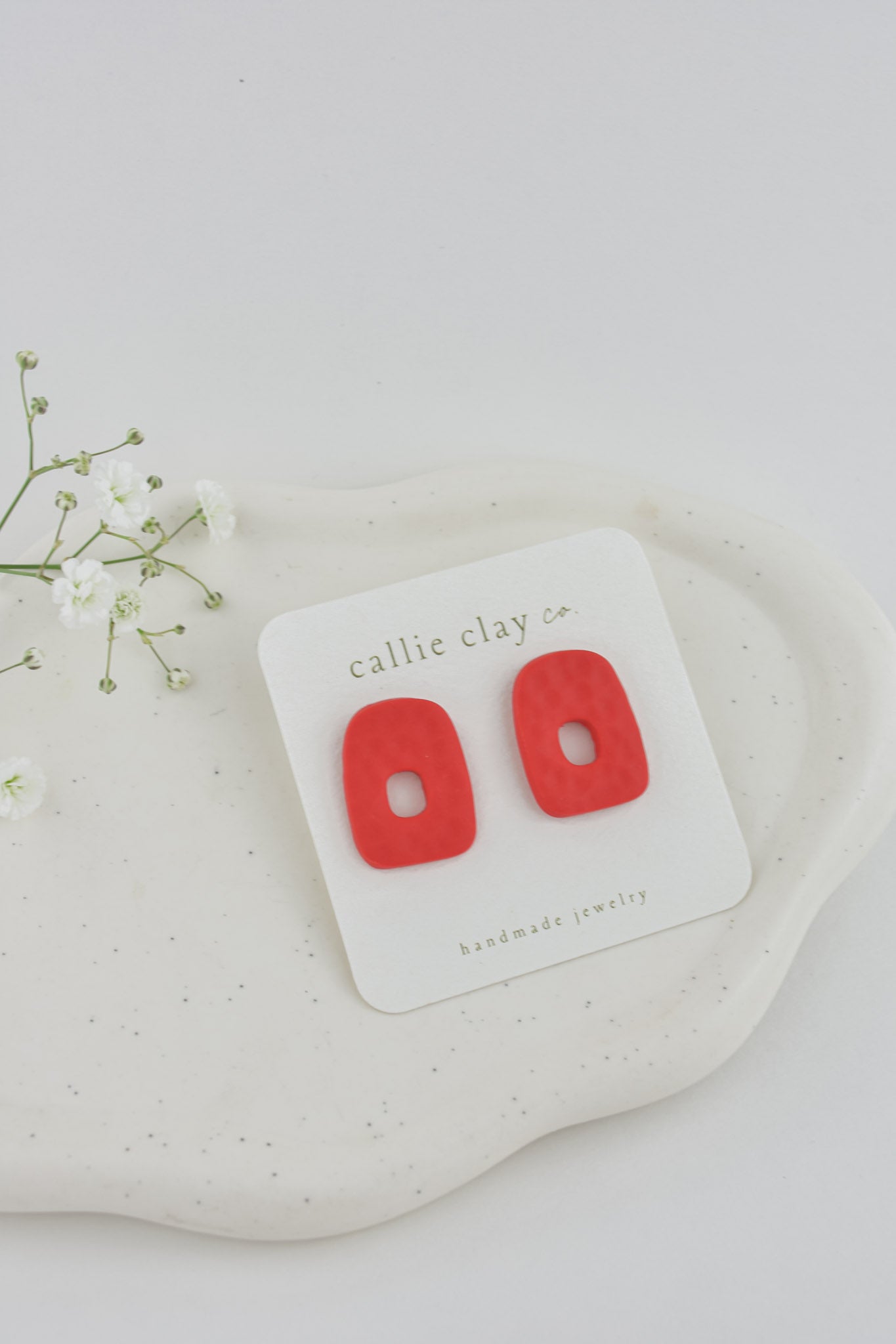 Abstract Clay Studs in Textured Red