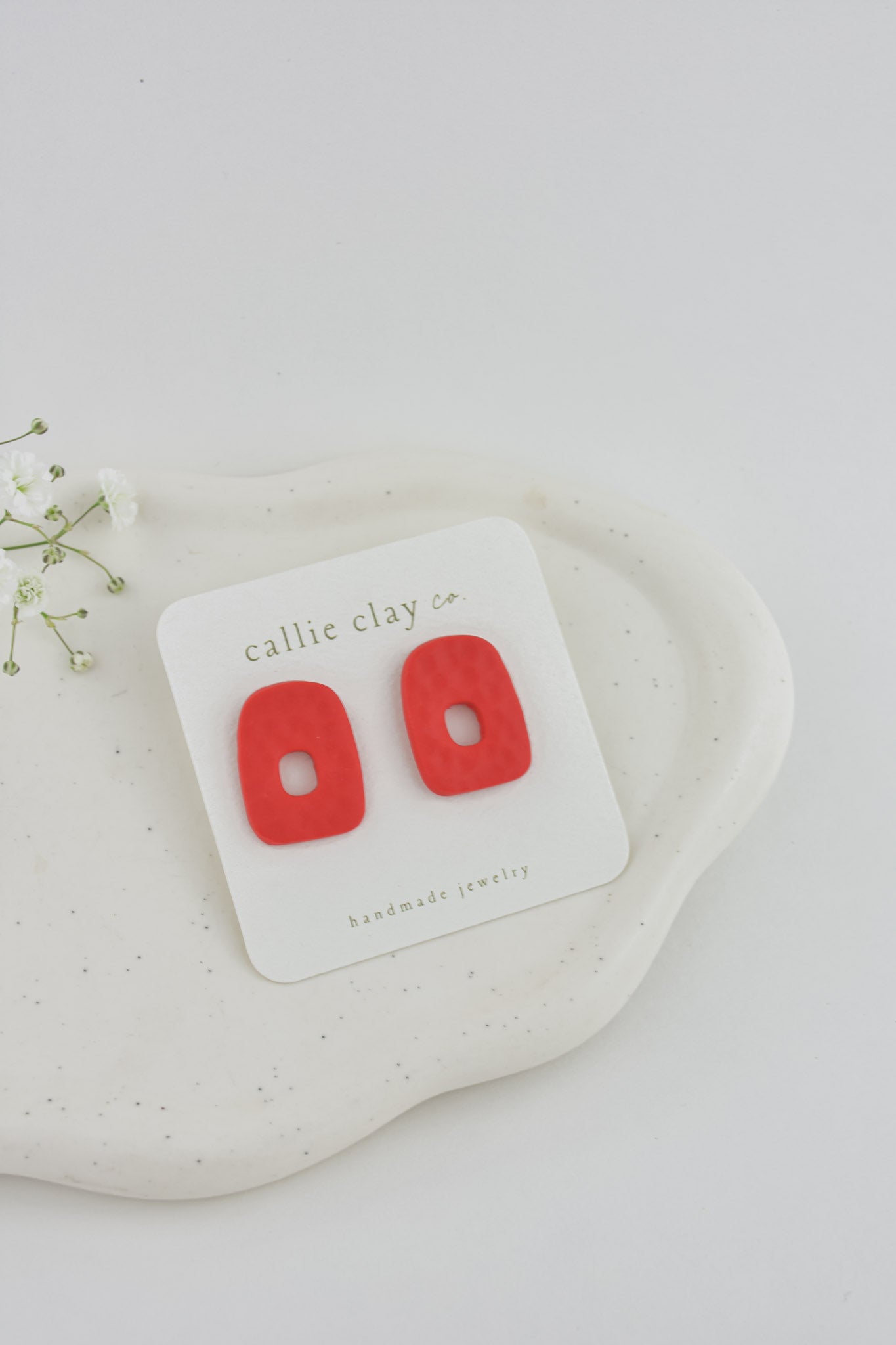 Abstract Clay Studs in Textured Red