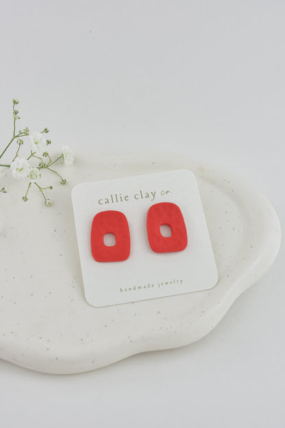 Abstract Clay Studs in Textured Red