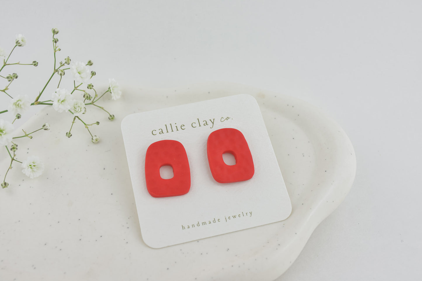 Abstract Clay Studs in Textured Red