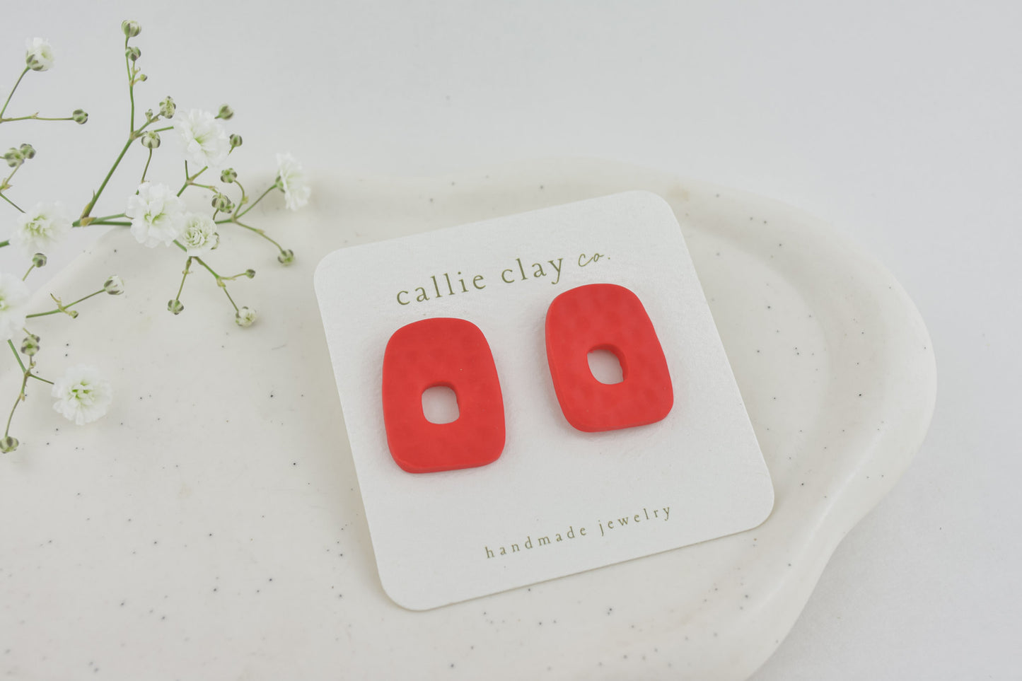 Abstract Clay Studs in Textured Red