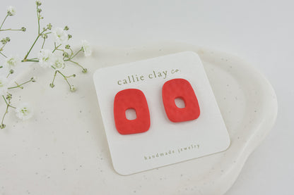 Abstract Clay Studs in Textured Red