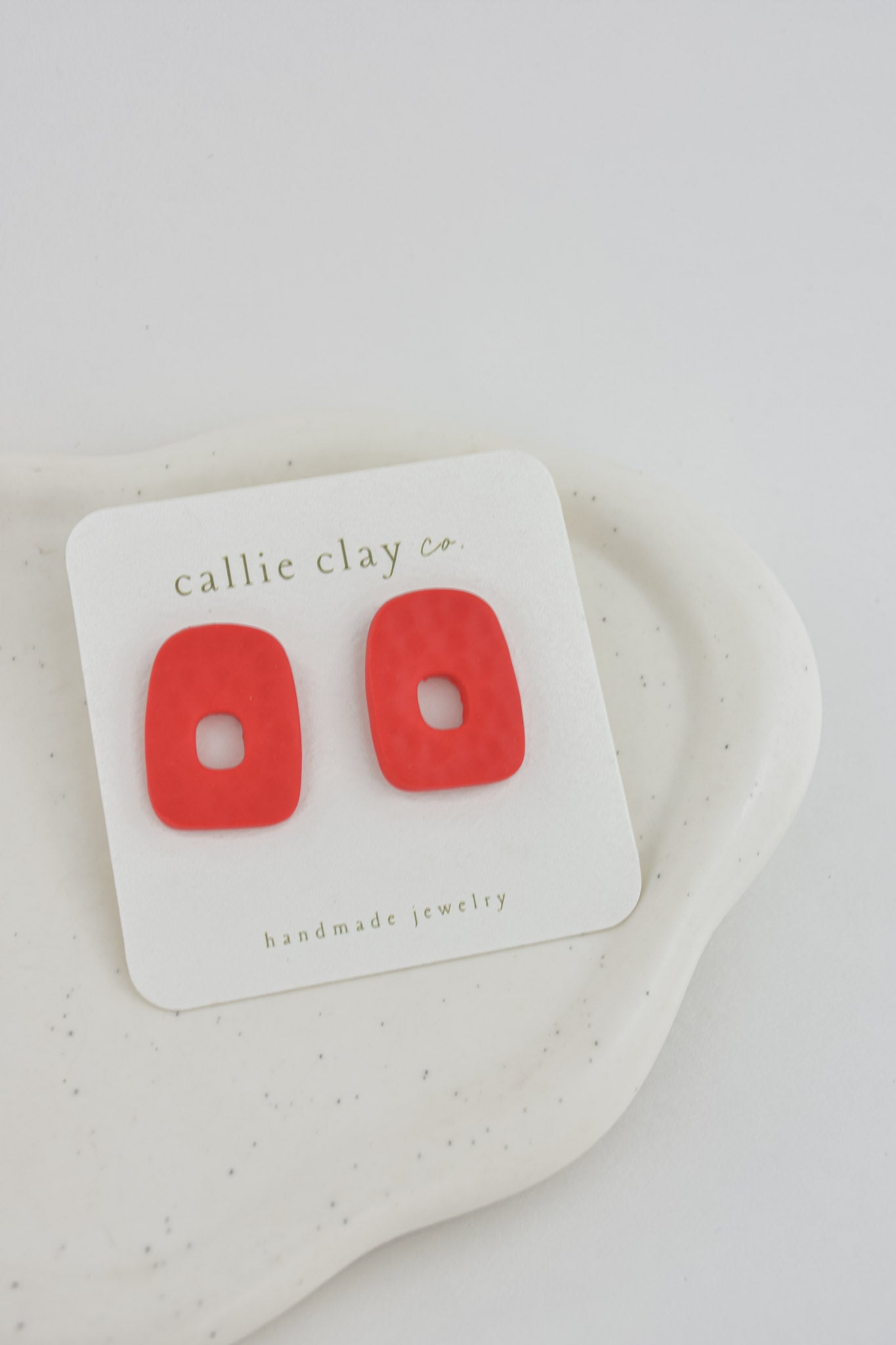 Abstract Clay Studs in Textured Red