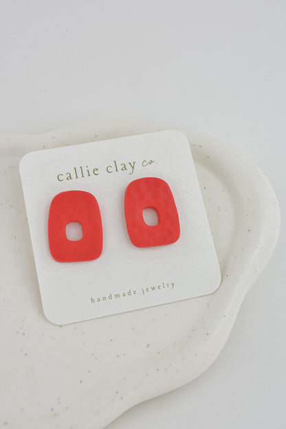 Abstract Clay Studs in Textured Red