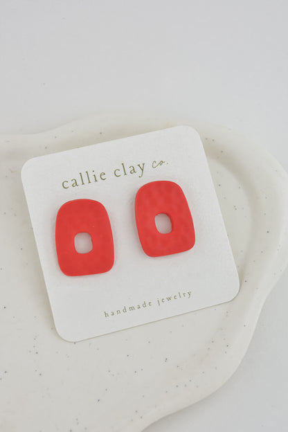 Abstract Clay Studs in Textured Red