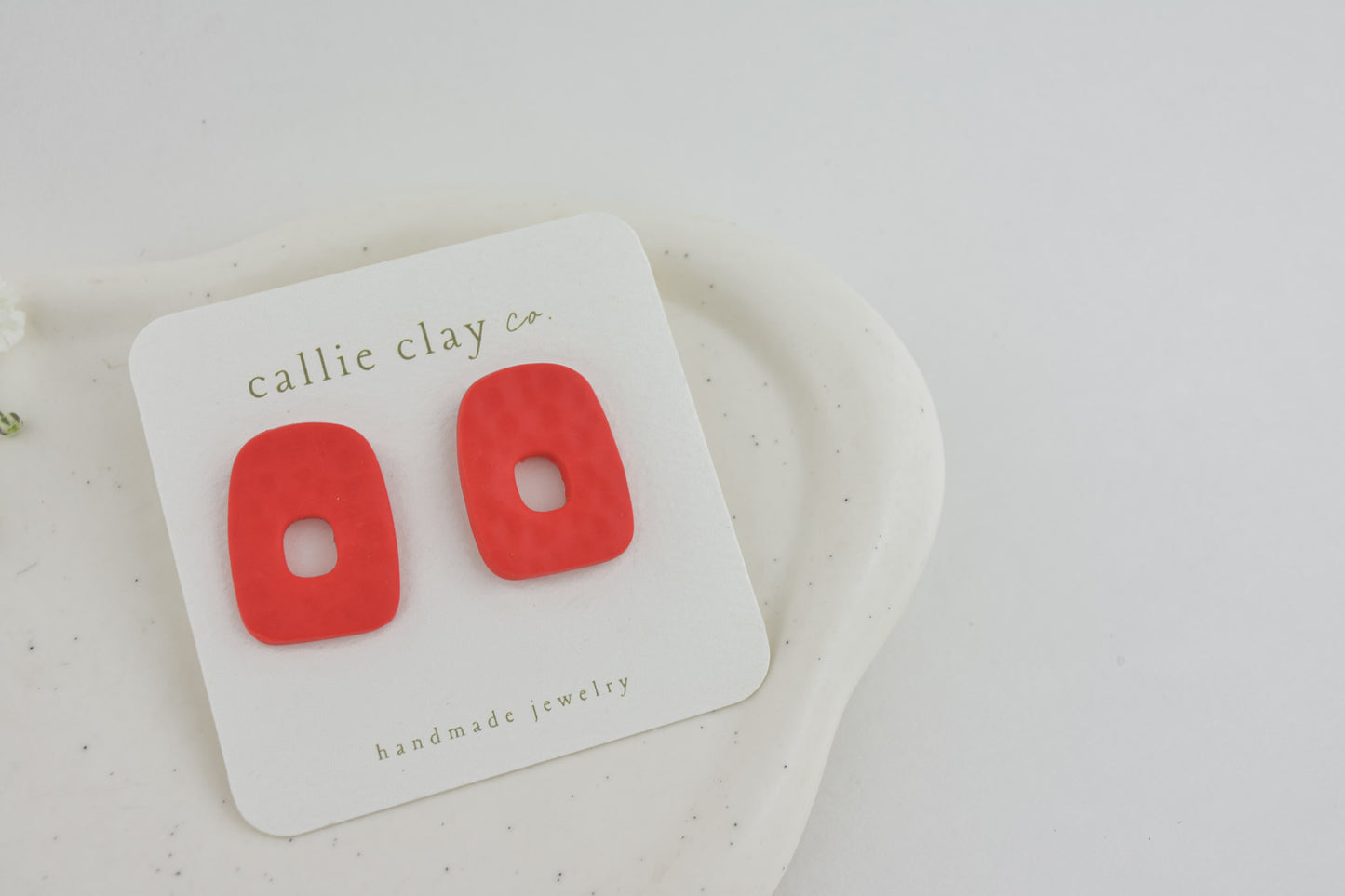 Abstract Clay Studs in Textured Red