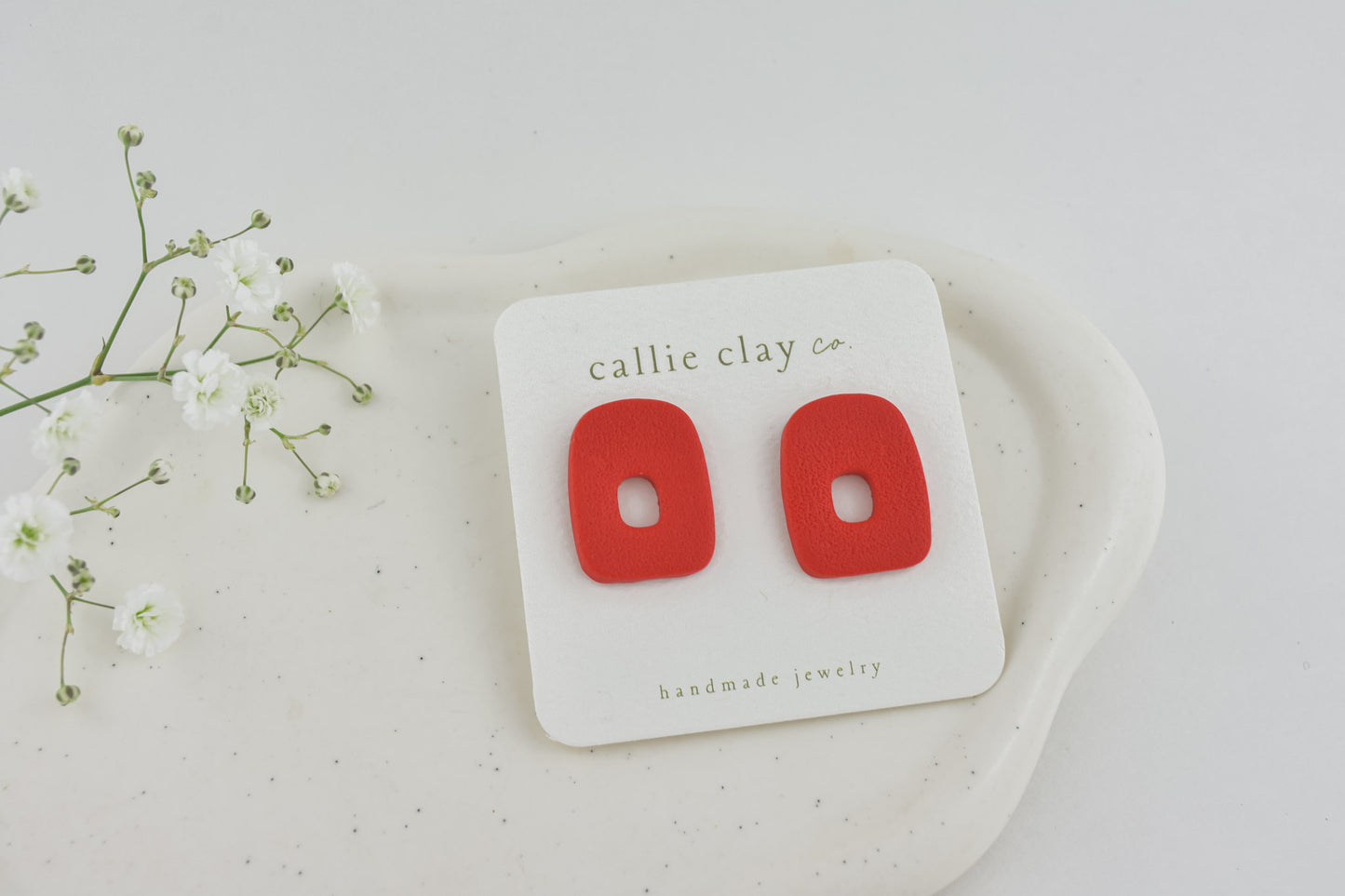 Abstract Clay Studs in Red