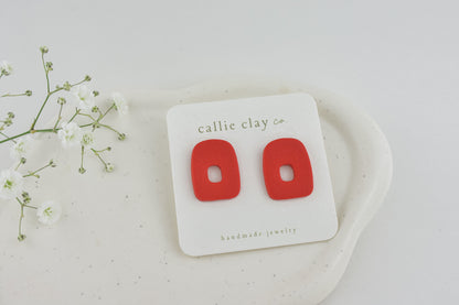 Abstract Clay Studs in Red