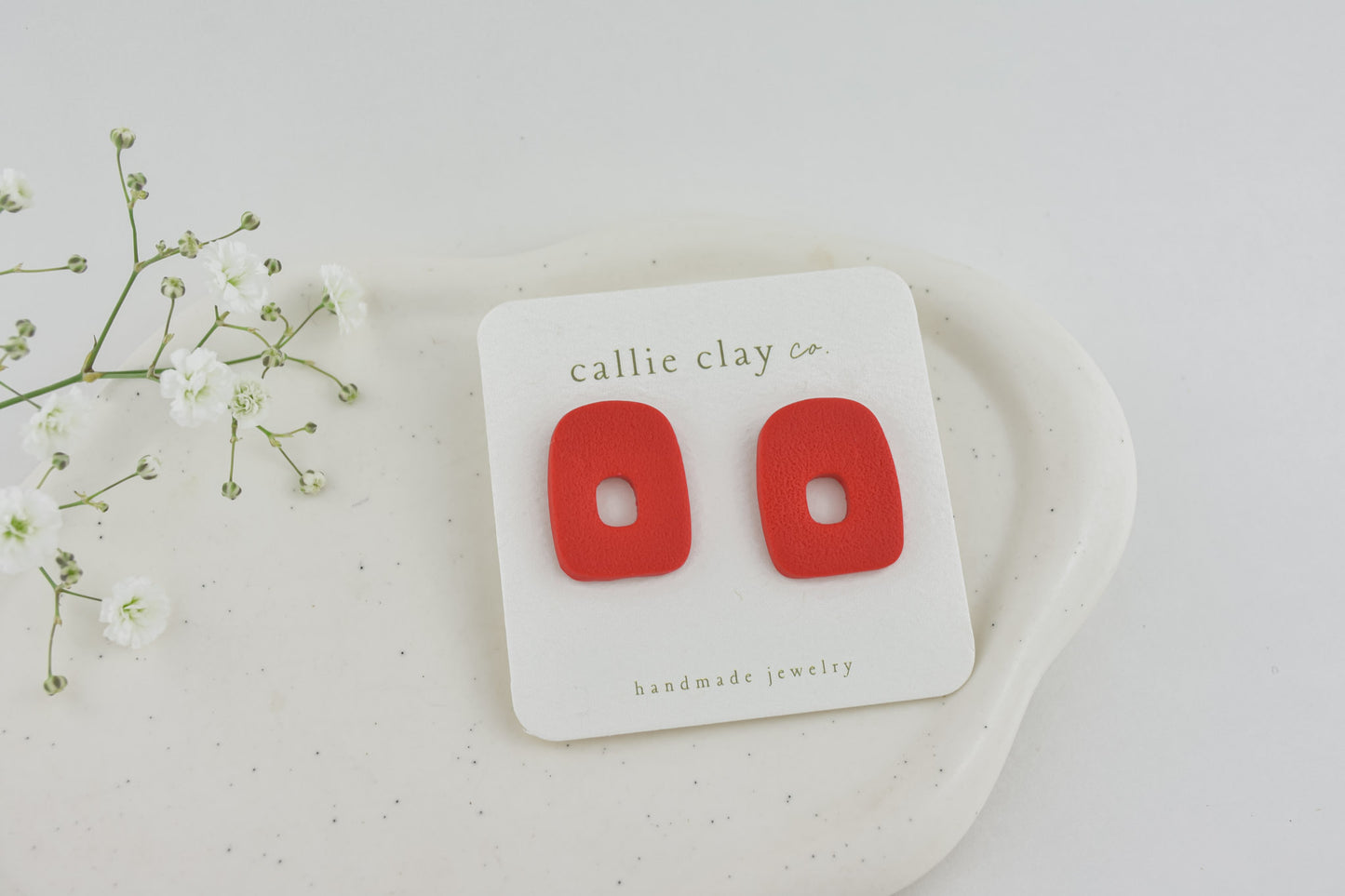 Abstract Clay Studs in Red