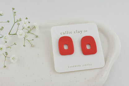 Abstract Clay Studs in Red