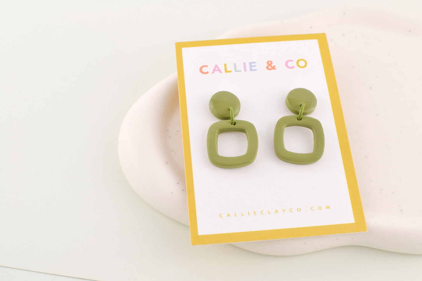 Olive Abstracts | Olive Green Square Dangles