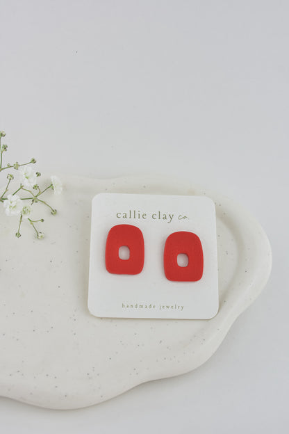 Abstract Clay Studs in Red