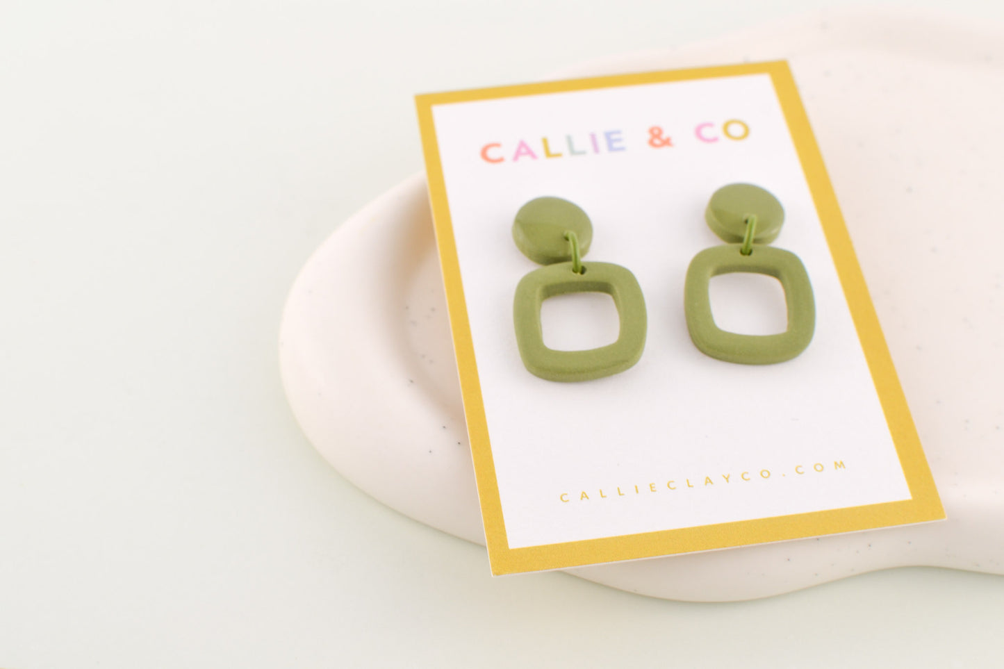 Olive Abstracts | Olive Green Square Dangles