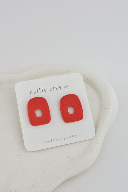 Abstract Clay Studs in Red