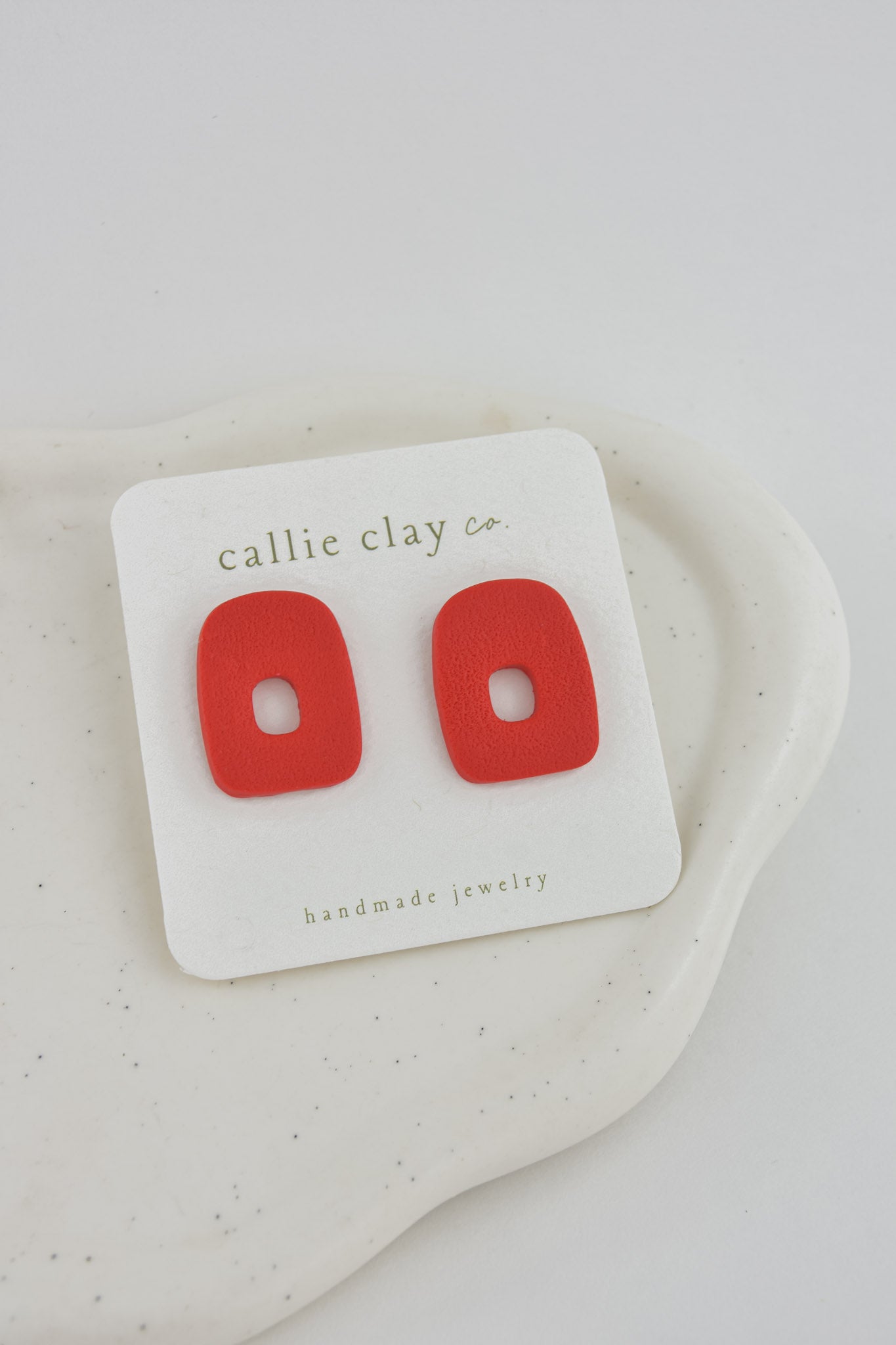 Abstract Clay Studs in Red