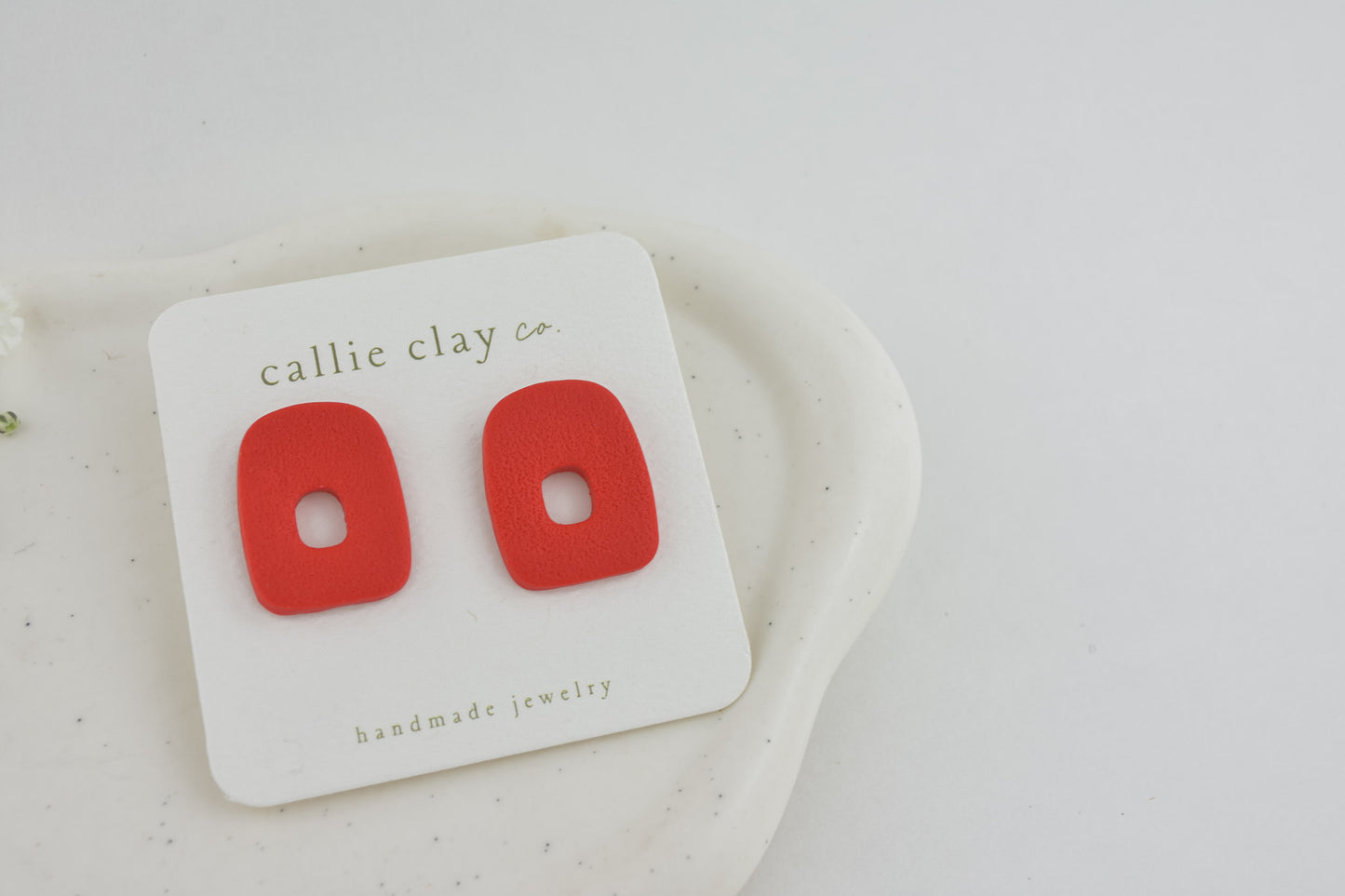 Abstract Clay Studs in Red