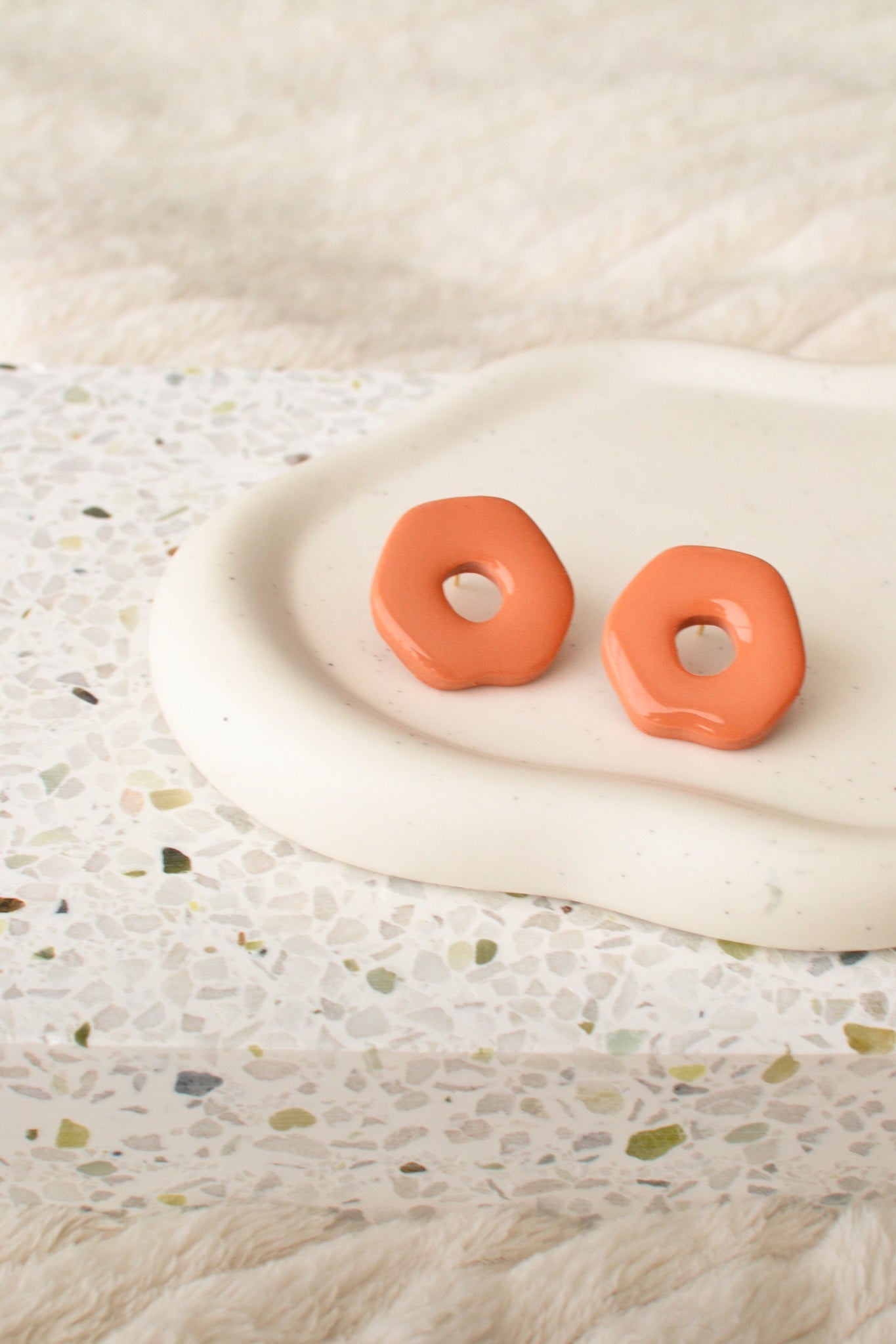 Glossy Oversized Studs | Terracotta