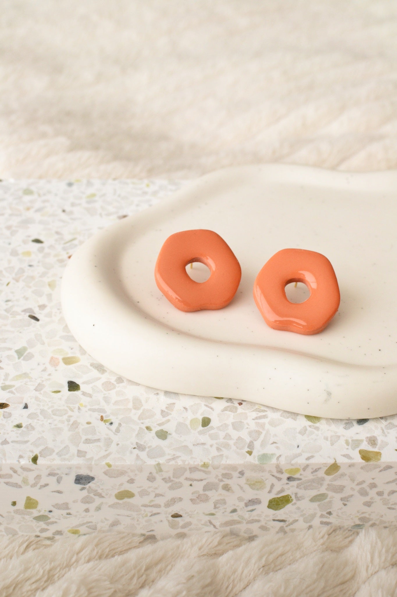 Glossy Oversized Studs | Terracotta