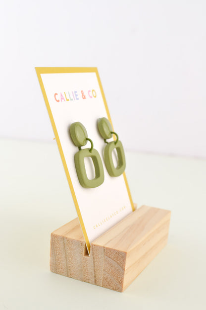 Olive Abstracts | Olive Green Square Dangles