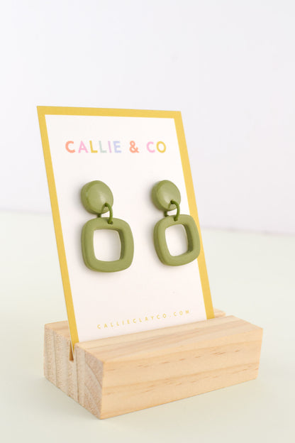 Olive Abstracts | Olive Green Square Dangles