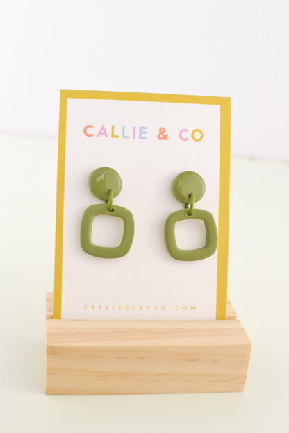 Olive Abstracts | Olive Green Square Dangles