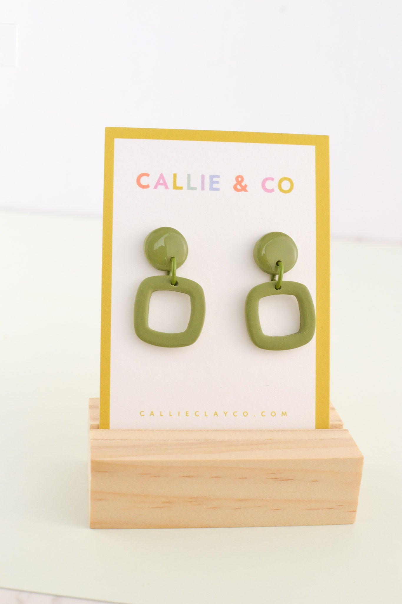 Olive Abstracts | Olive Green Square Dangles