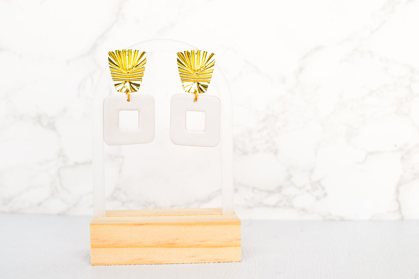 Grace Gold Statement Earrings | classic white