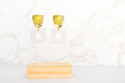 Grace Gold Statement Earrings | classic white