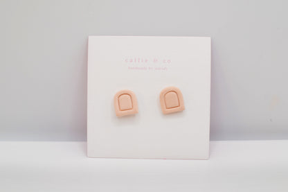 Modern Minimalist Studs| textured blush