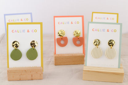 Gold Collection | Textured Green + Gold Dangles