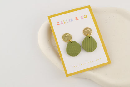 Gold Collection | Textured Green + Gold Dangles