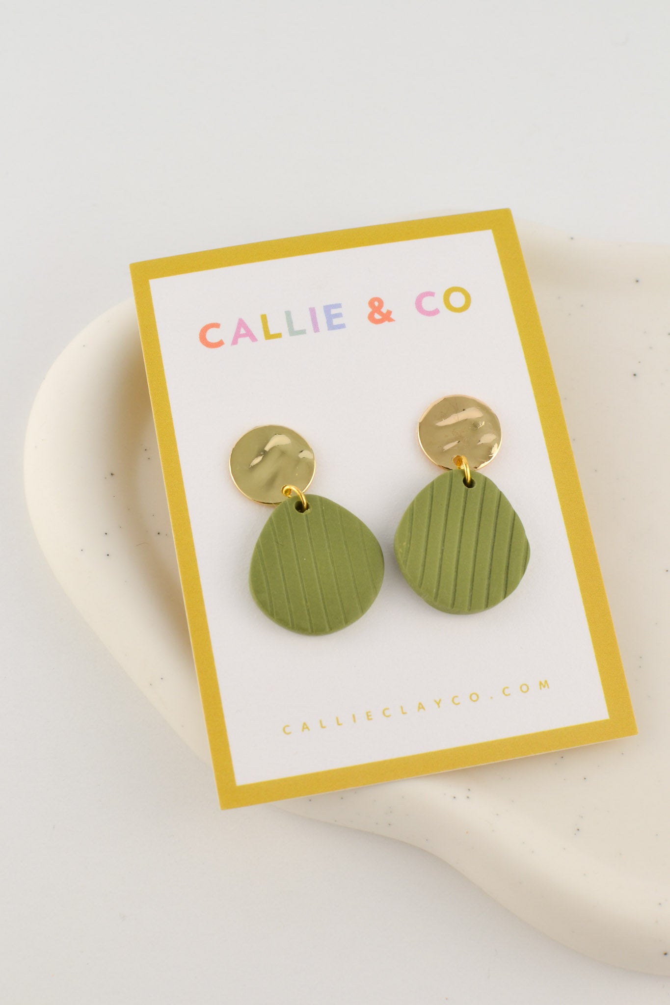 Gold Collection | Textured Green + Gold Dangles