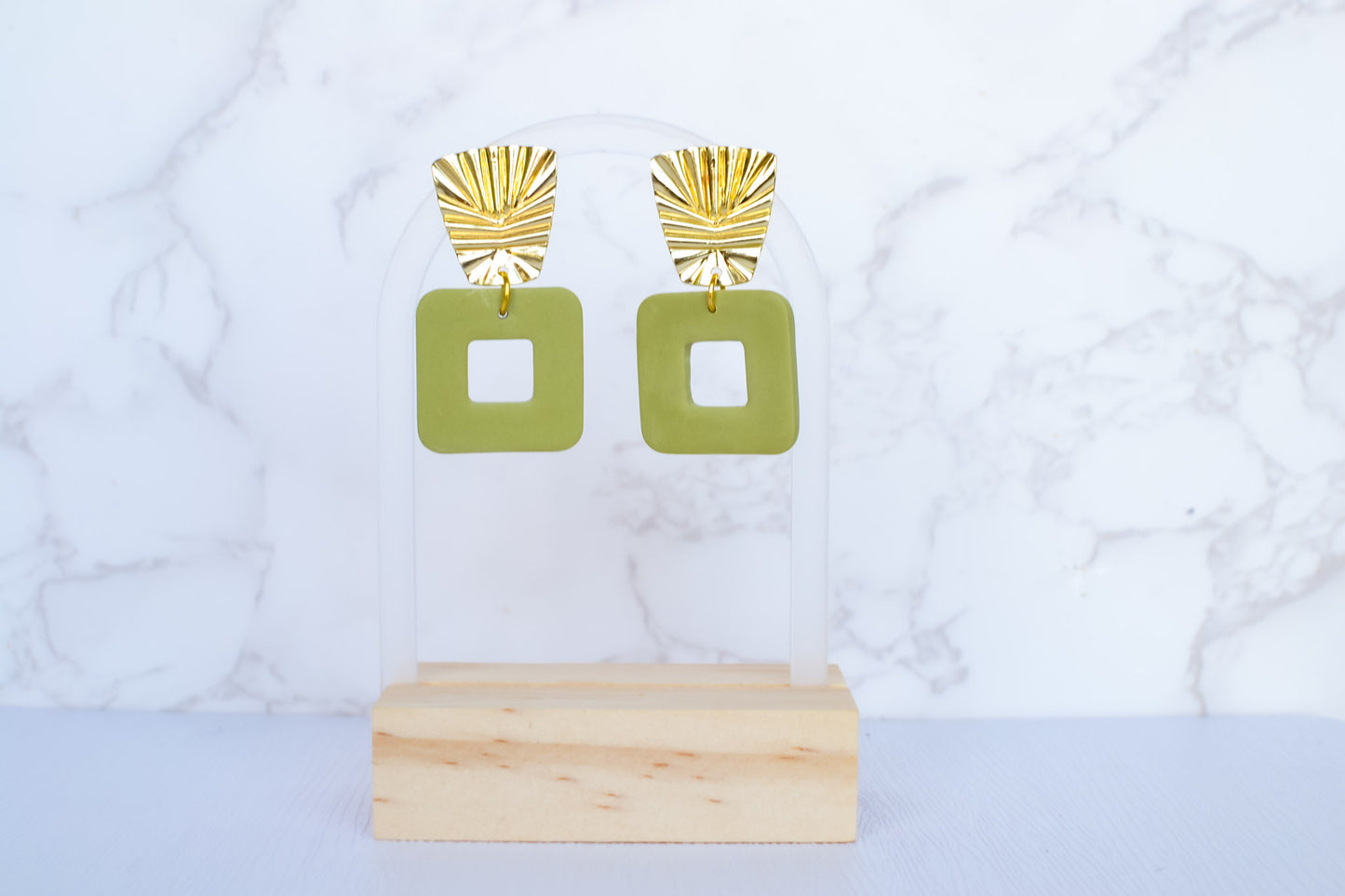 Grace Gold Statement Earrings | forest green