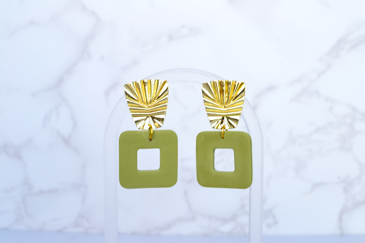 Grace Gold Statement Earrings | forest green