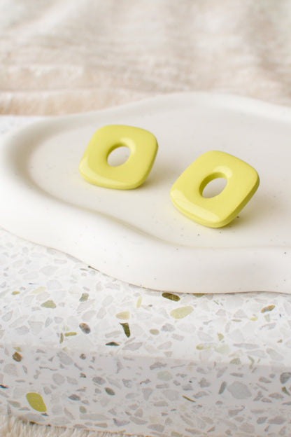 Glossy Geometric Studs | Lime Green