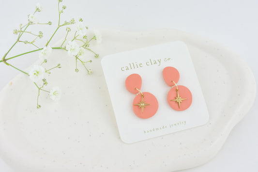 Aura Clay Statement Earrings in Coral