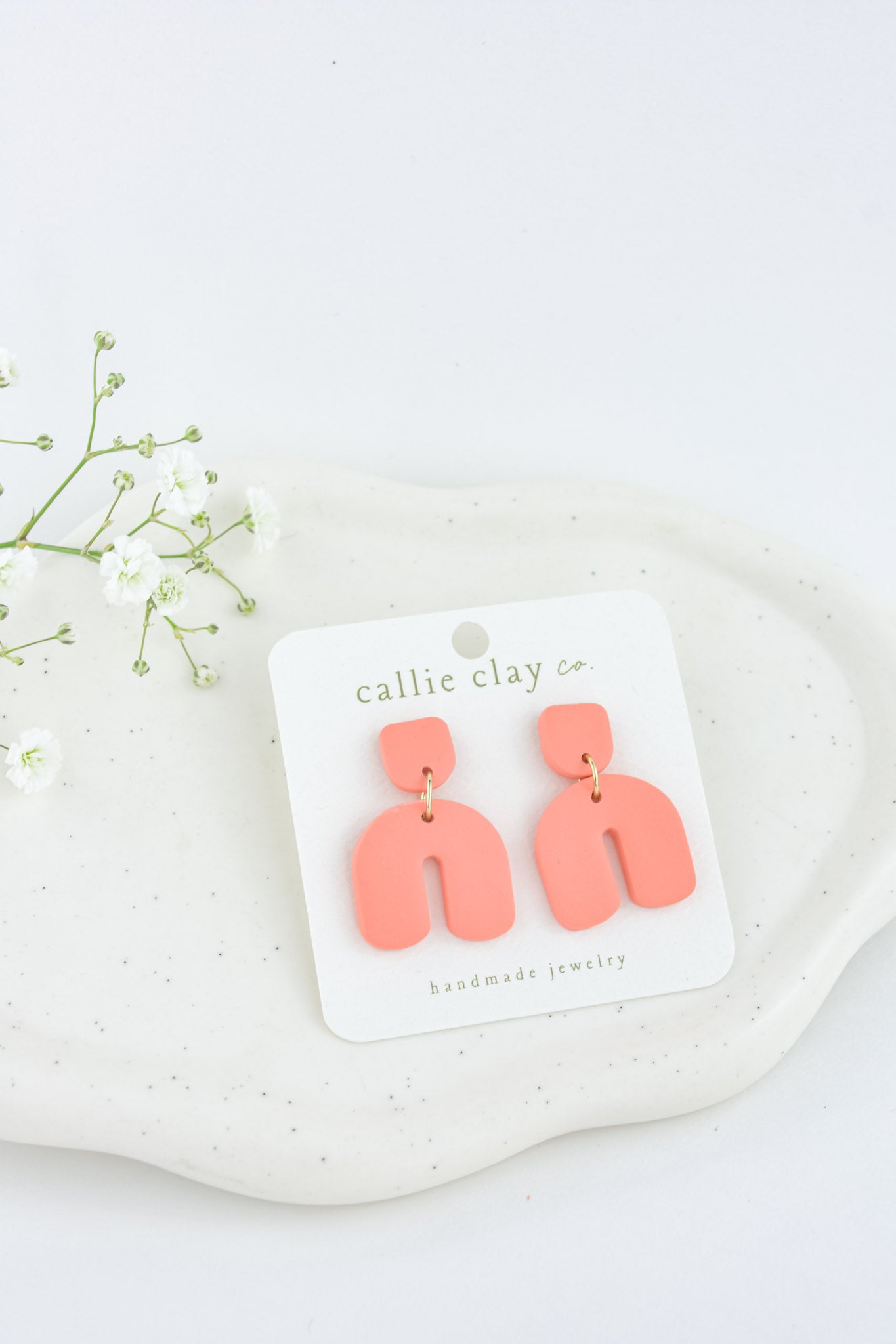 Lulu Arches | Clay Statement Earrings  in Coral