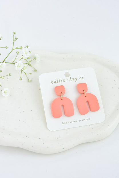 Lulu Arches | Clay Statement Earrings  in Coral