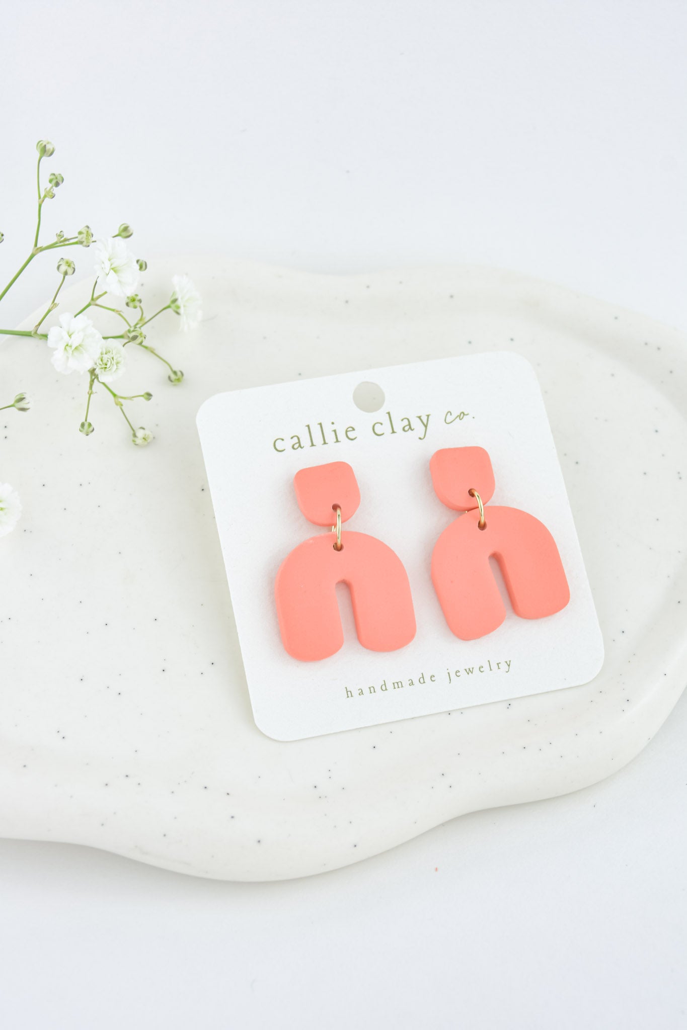 Lulu Arches | Clay Statement Earrings  in Coral