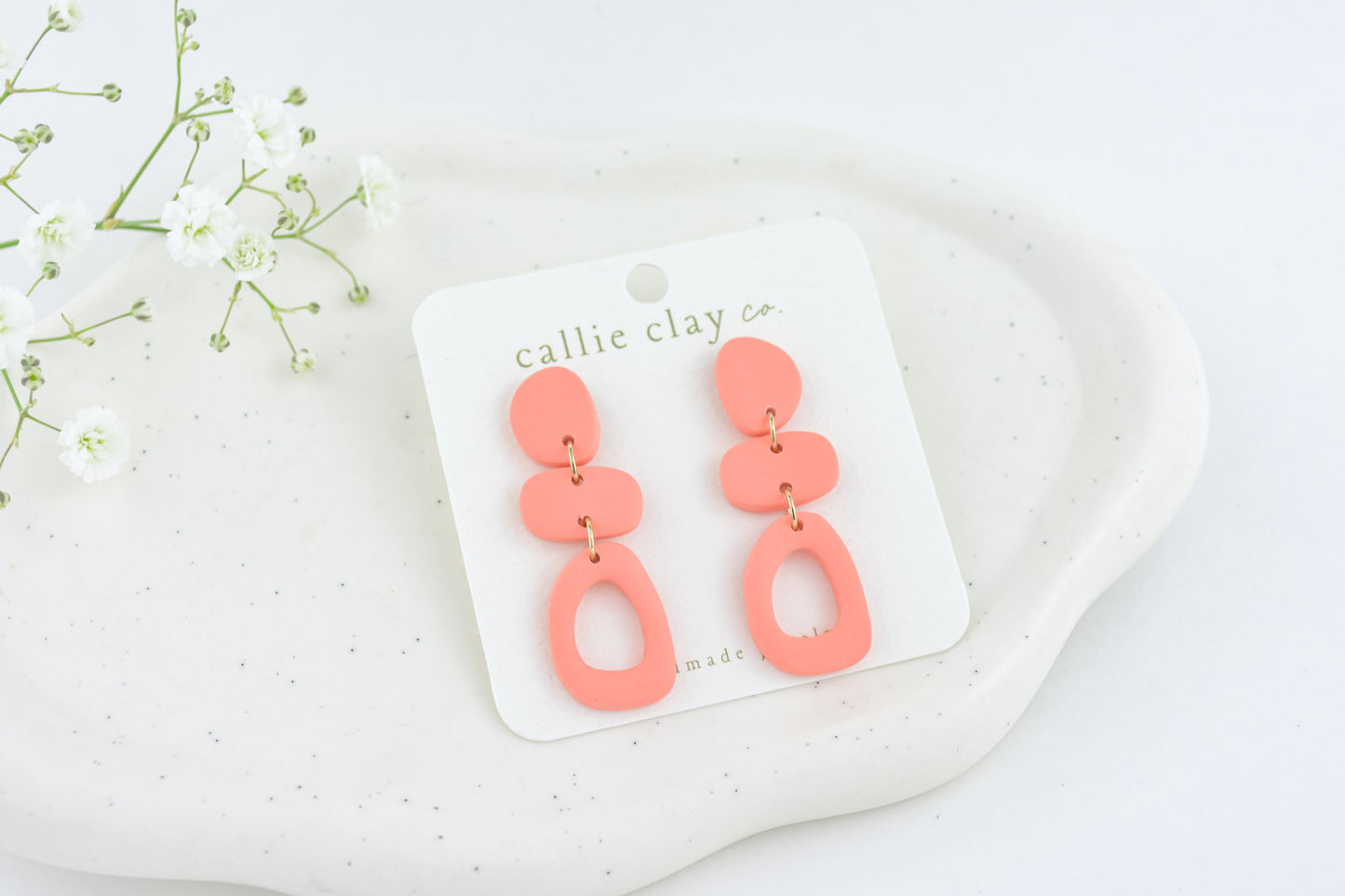 Cleo Clay Statement Earrings in Coral