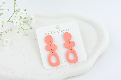 Cleo Clay Statement Earrings in Coral