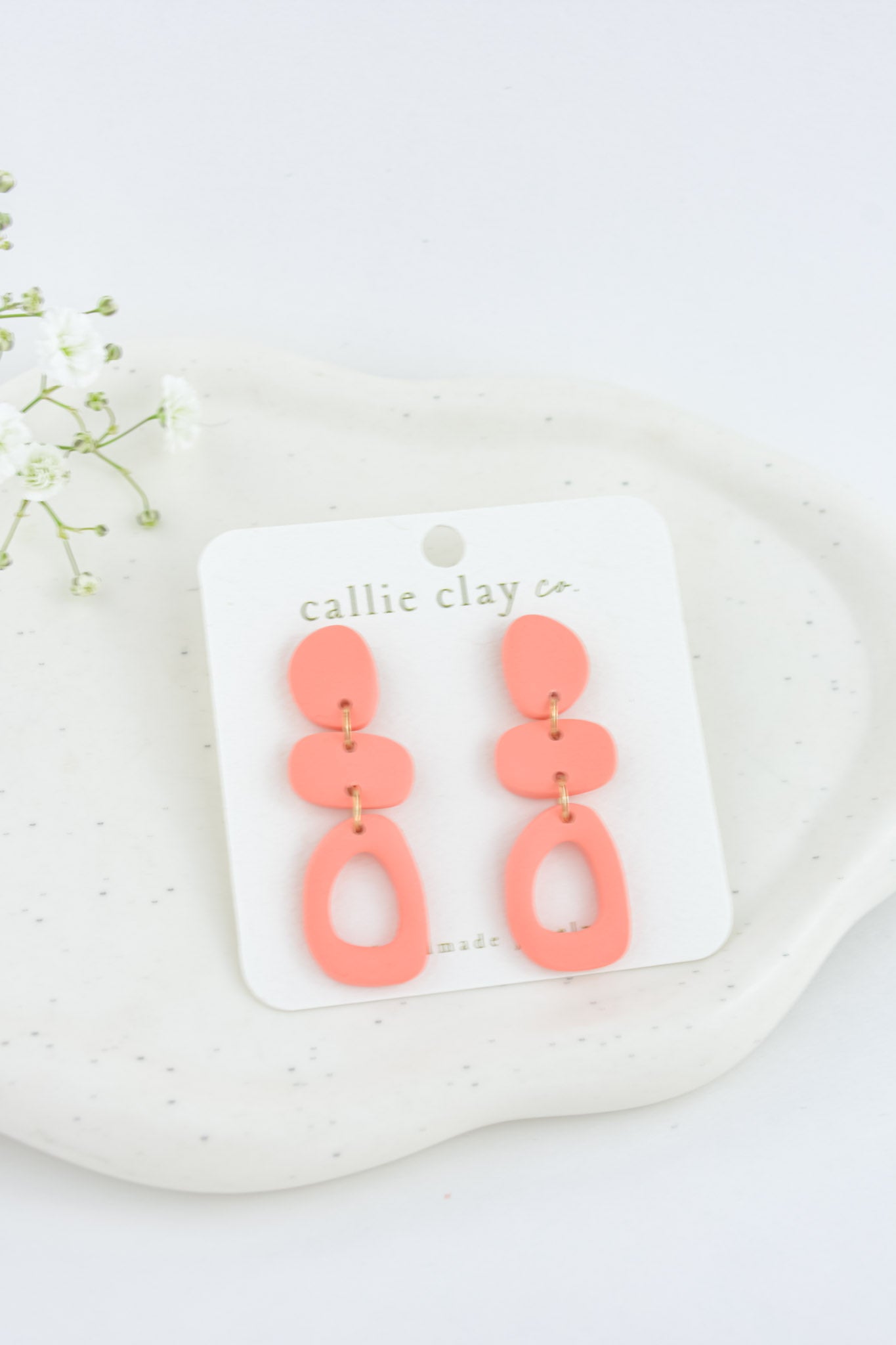 Cleo Clay Statement Earrings in Coral