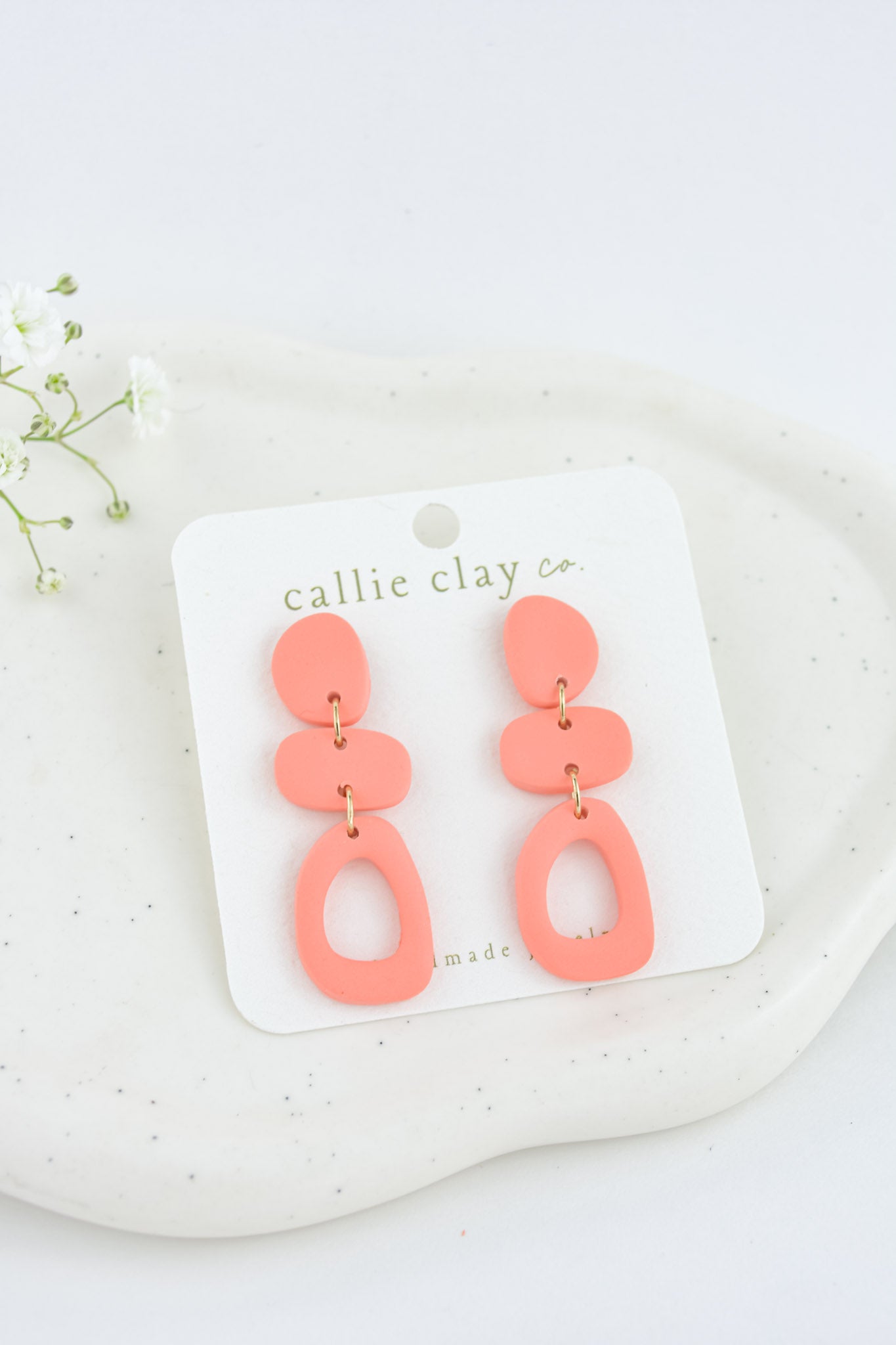 Cleo Clay Statement Earrings in Coral