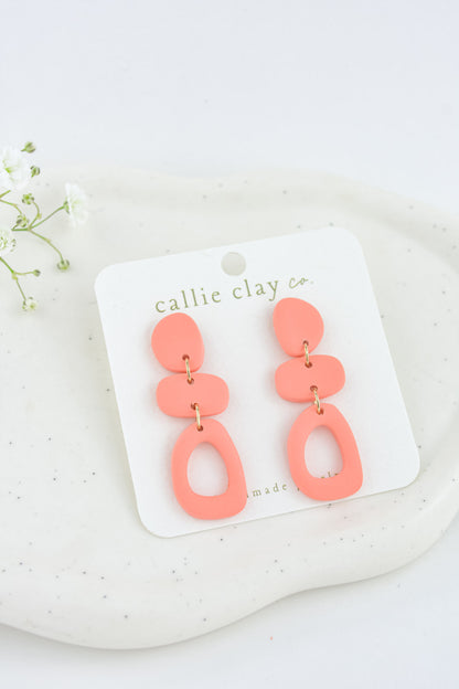 Cleo Clay Statement Earrings in Coral