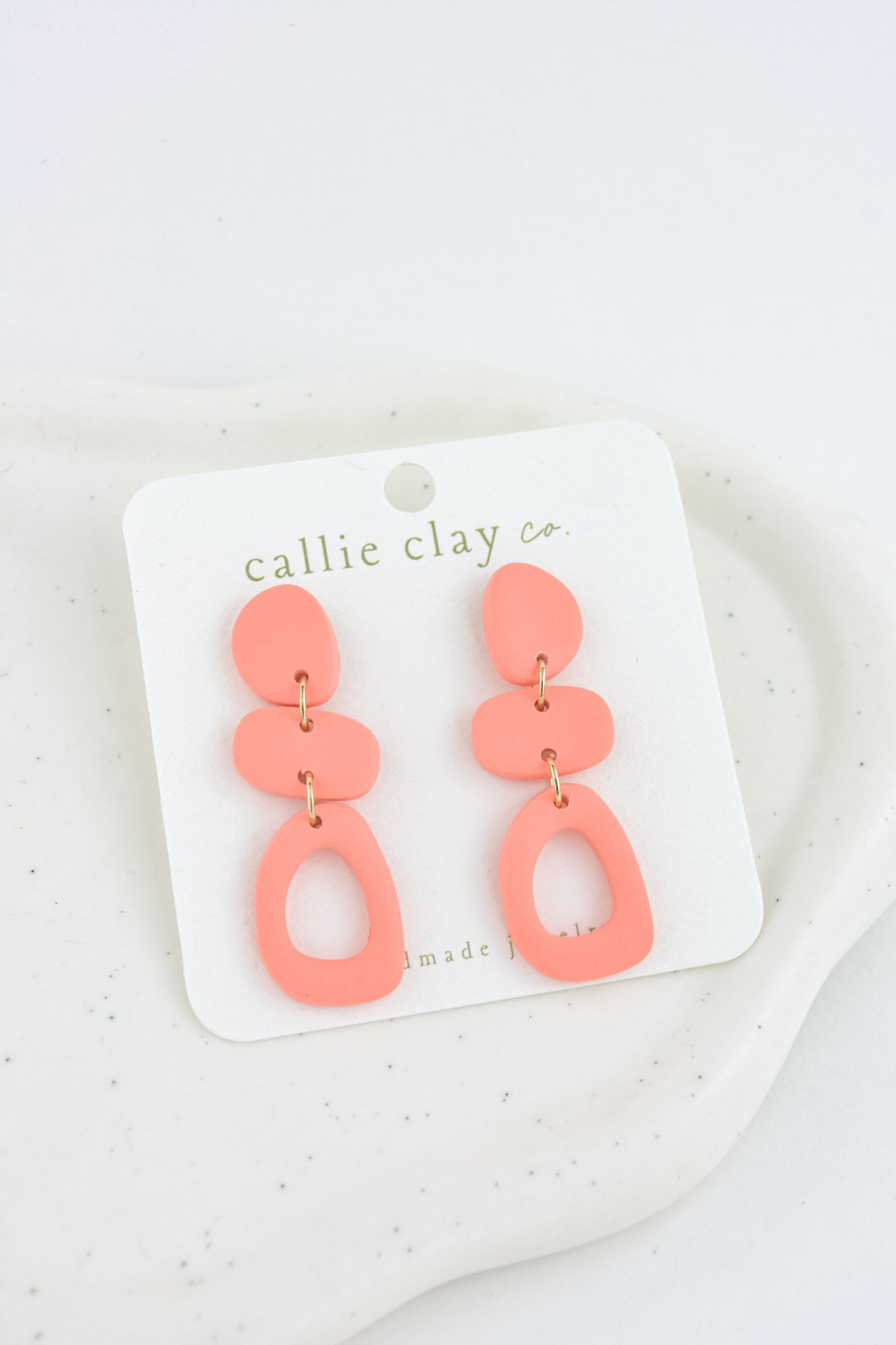 Cleo Clay Statement Earrings in Coral