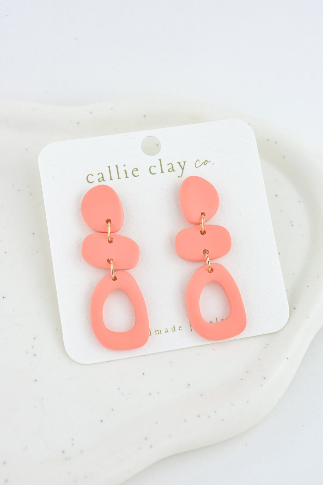 Cleo Clay Statement Earrings in Coral