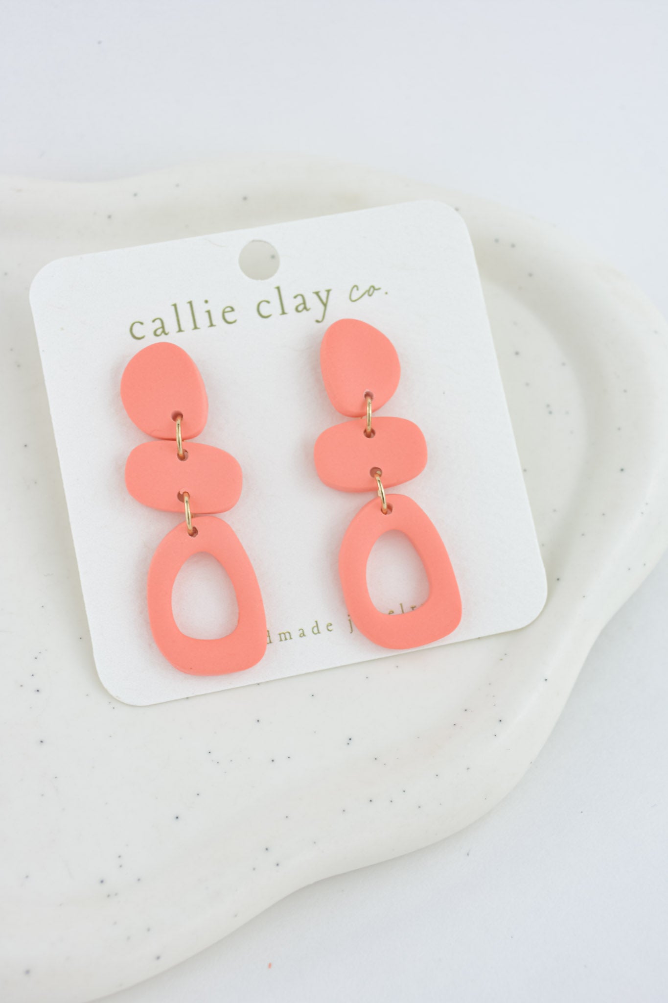 Cleo Clay Statement Earrings in Coral