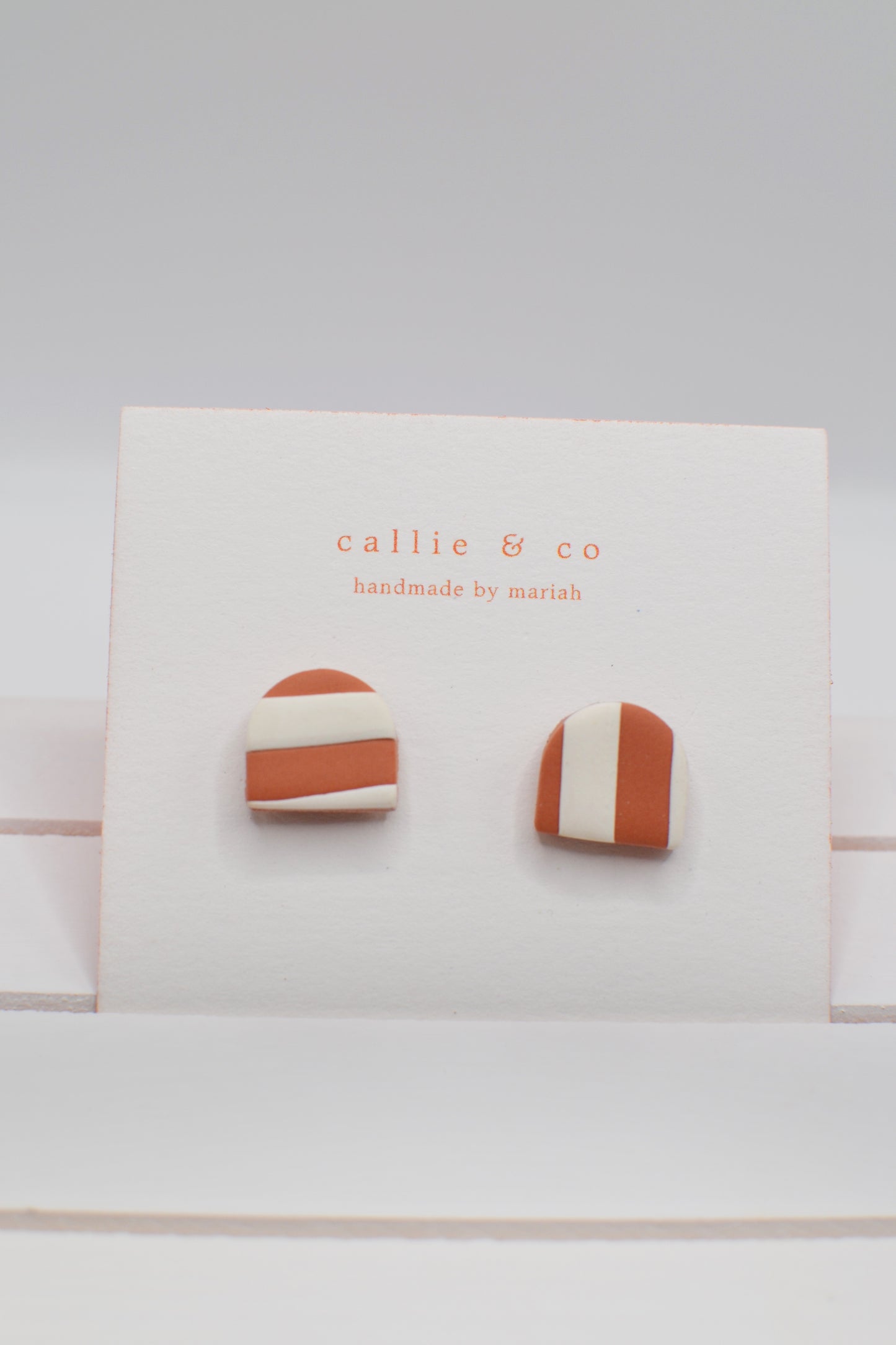 modern minimalist studs | abstract coral/white