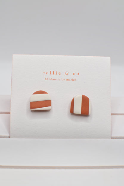 modern minimalist studs | abstract coral/white