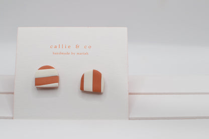 modern minimalist studs | abstract coral/white